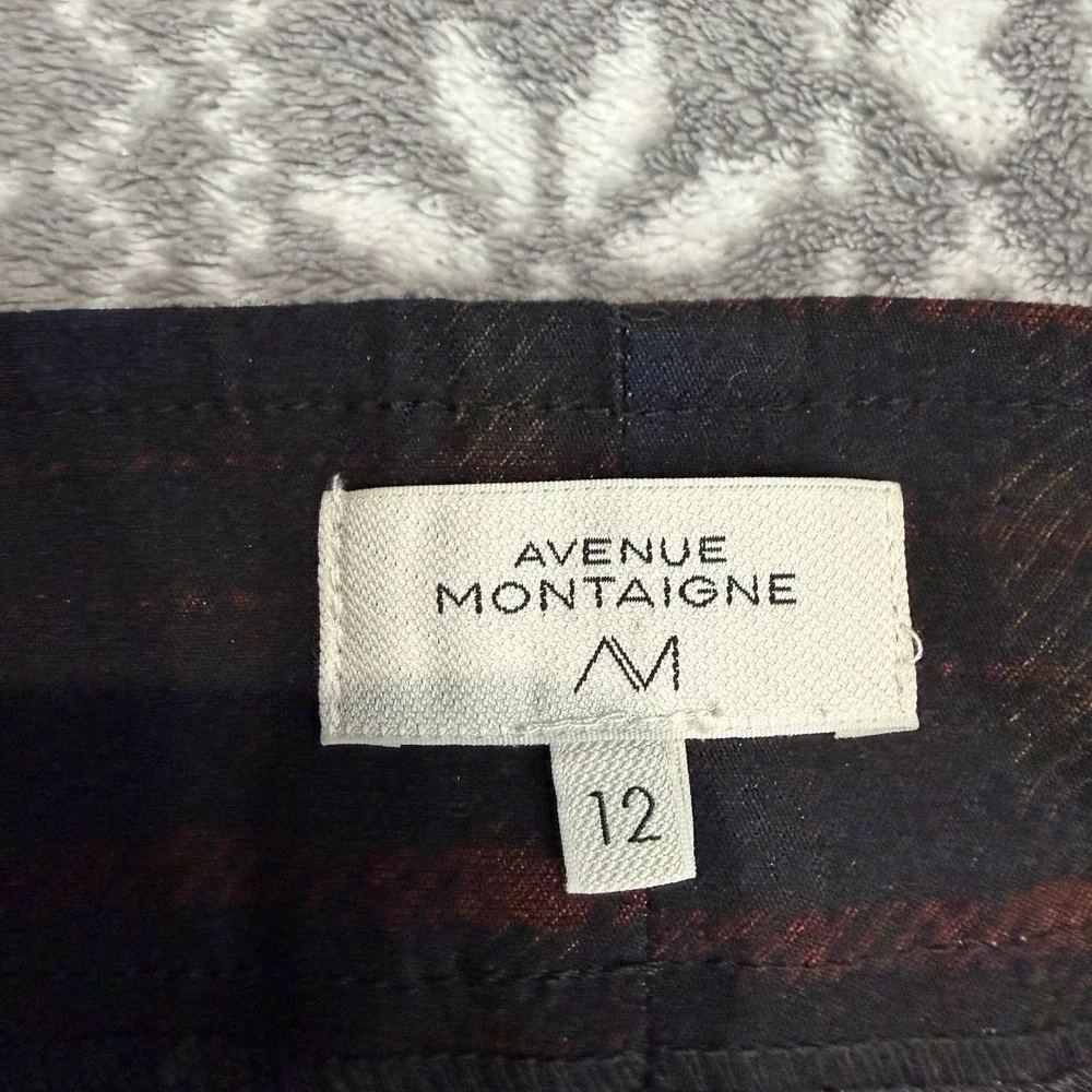 Avenue Montaigne Leo Kick Flare Pant Plaid Black Red Size‎ 12 Designer